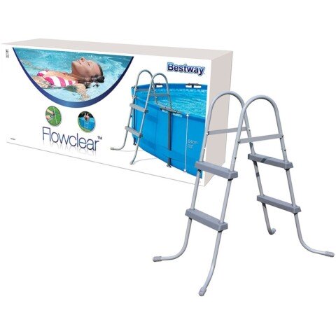 Poolleiter >Ems< in grau aus Stahlrohr, Kunststoff - 112x66x116cm (LxBxH)