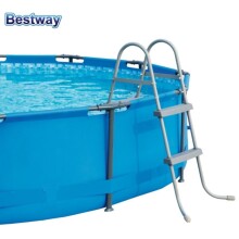 Poolleiter >Ems< in grau aus Stahlrohr, Kunststoff - 112x66x116cm (LxBxH)