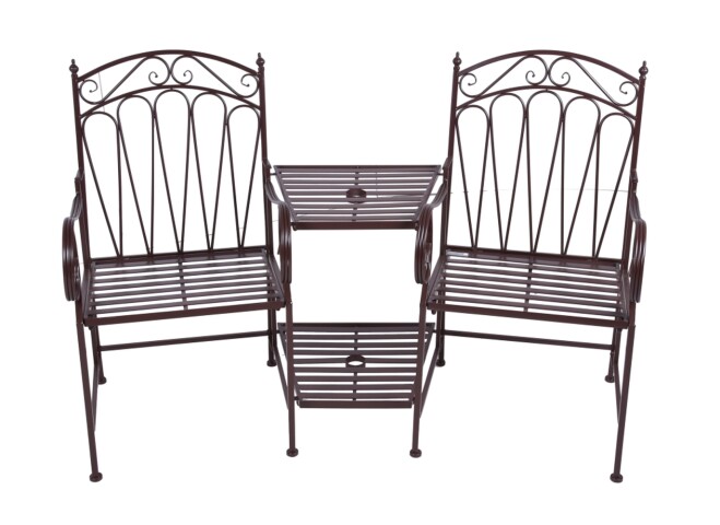 Gartenbank >Rinjani< in Rost aus stahl - 71x157x100cm (LxBxH)