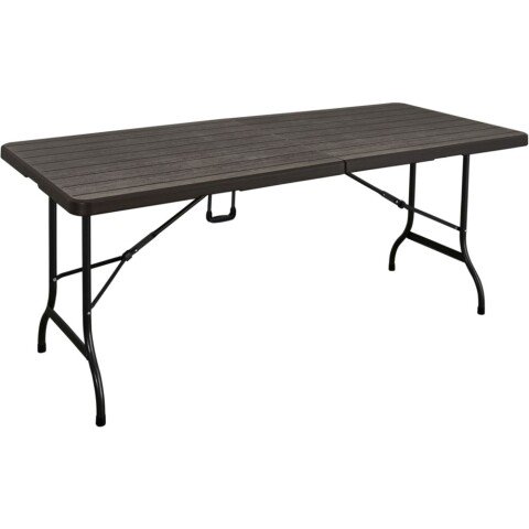 Klapptisch >Tabora< in braun aus Kunststoff, Stahl - 180x75x72cm (LxBxH)