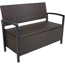 Gartenbank >Ferrara< in schwarz aus Kunststoff, Aluminium - 58x117x86cm (LxBxH)