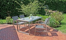 Gartentisch >Ava< in grau aus Aluminium - 90x74x160cm (BxHxT)