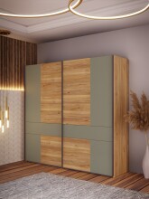 Kleiderschrank >Whenua< in Schwarz - 220,1x210,5x62,1cm (BxHxT)
