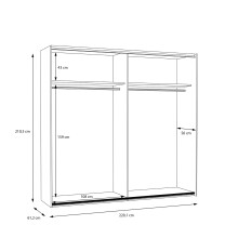 Kleiderschrank >Whenua< in Schwarz - 220,1x210,5x62,1cm (BxHxT)