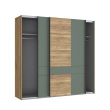 Kleiderschrank >Whenua< in Schwarz - 220,1x210,5x62,1cm (BxHxT)