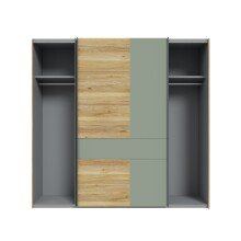 Kleiderschrank >Whenua< in Schwarz - 220,1x210,5x62,1cm (BxHxT)