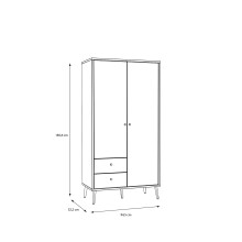 Kleiderschrank >Whenua< in Natural Eiche - 94,5x185,6x52,2cm (BxHxT)