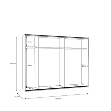 Kleiderschrank >Whenua< in Schwarz - 269,9x210,5x62,9cm (BxHxT)