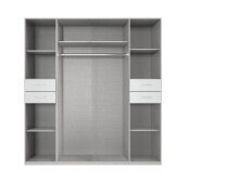 Drehtürenschrank >Danzig< in WEISS + GLAS WEISS - 180x208x58cm (BxHxT)