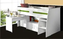 Hochbett >Reverse 1< in Weiss - 204x115x110cm (LxBxH)