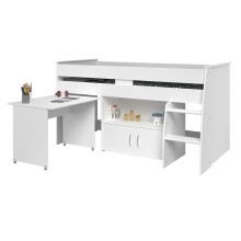 Hochbett >Reverse 1< in Weiss - 204x115x110cm (LxBxH)