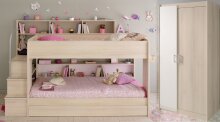 Jugendzimmer-Set >Bibop 41< mit Hochbett, Kleiderschrank und Bettschubkasten
