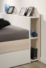 Stauraumbett >Most 5< in Akazie / Weiss - 220x150x79cm (LxBxH)
