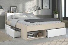 Stauraumbett >Most 6< in Akazie / Weiss - 220x170x79cm (LxBxH)
