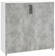 Schuhkommode >8343-11.25< in Weiß/Beton, Holzwerkstoff - 120x120x38cm (BxHxT)