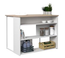 Küchenbar >Socool 1< (Set mit Buffet und Insel) in Weiss / Jackson Eiche