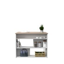 Küchenbar >Socool 1< (Set mit Buffet und Insel) in Weiss / Jackson Eiche