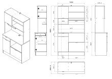 Küchenbar >Socool 1< (Set mit Buffet und Insel) in Weiss / Jackson Eiche