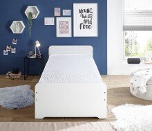 DUPLO Moderne Tandemliege mit zwei Liegeflächen 90 x 200 cm - Praktisches Jugendzimmer Kojenbett in Weiß - 97 x 67 x 206 cm (B/H/T)