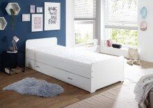 DUPLO Moderne Tandemliege mit zwei Liegeflächen 90 x 200 cm - Praktisches Jugendzimmer Kojenbett in Weiß - 97 x 67 x 206 cm (B/H/T)