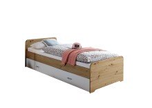 DUPLO Moderne Tandemliege mit zwei Liegeflächen 90 x 200 cm - Praktisches Jugendzimmer Kojenbett in Artisan Eiche Optik, Weiß - 97 x 67 x 206 cm (B/H/T)