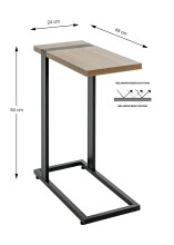 Beistelltisch >37100< in eiche, schwarz - 24x64x49cm (BxHxT)