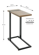 Beistelltisch >37100< in eiche, schwarz - 24x64x49cm (BxHxT)