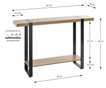 Konsole >37101< in eiche, schwarz - 120x82x30cm (BxHxT)