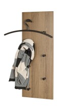 Wandgarderobe >37142< in eiche, schwarz, MDF, Metall - 80x30x5cm (BxHxT)