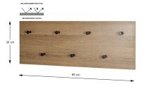 Wandgarderobe >37142< in eiche, schwarz, MDF, Metall - 80x30x5cm (BxHxT)