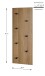 Wandgarderobe >37142< in eiche, schwarz, MDF, Metall - 80x30x5cm (BxHxT)