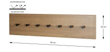 Wandgarderobe >37146< in eiche, schwarz, MDF, Metall - 80x20x5cm (BxHxT)