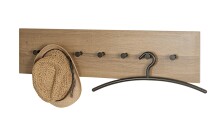 Wandgarderobe >37146< in eiche, schwarz, MDF, Metall - 80x20x5cm (BxHxT)