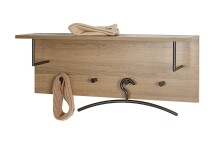 Wandgarderobe >37147< in eiche, schwarz, MDF, Metall - 80x30x20cm (BxHxT)