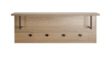 Wandgarderobe >37147< in eiche, schwarz, MDF, Metall - 80x30x20cm (BxHxT)