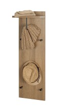 Wandgarderobe >37148< in eiche, schwarz, MDF, Metall - 30x100x20cm (BxHxT)