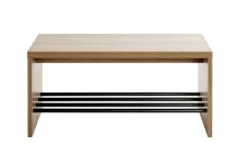 Schuhbank >37149< in eiche, schwarz, MDF, Metall - 80x40x30cm (BxHxT)