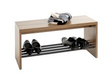 Schuhbank >37149< in eiche, schwarz, MDF, Metall - 80x40x30cm (BxHxT)