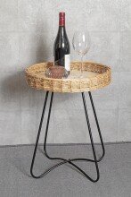 Beistelltisch >37187< in natur, schwarz - 51x41 (HxD)