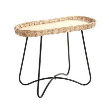 Beistelltisch >37188< in natur, schwarz - 70x55x33 (BxHxT)