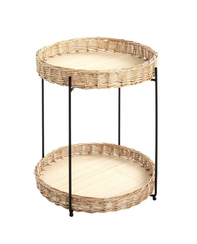 Beistelltisch >37189< in natur, schwarz - 49x42 (HxD)