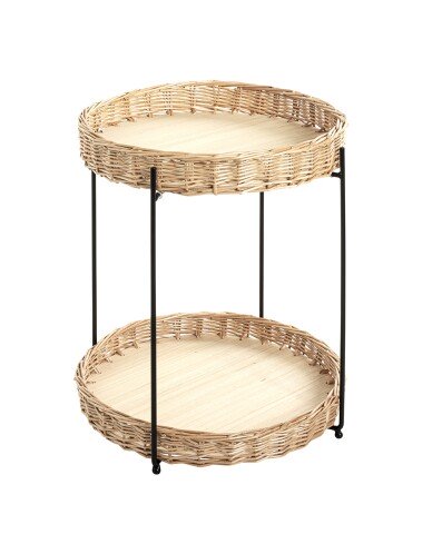 Beistelltisch >37189< in natur, schwarz - 49x42 (HxD)