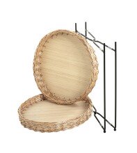 Beistelltisch >37189< in natur, schwarz - 49x42 (HxD)