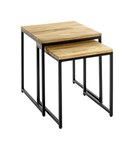 Beistelltisch >37333< (2er Set) in eiche, schwarz - 33x41x33 (BxHxT)