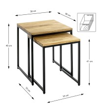 Beistelltisch >37333< (2er Set) in eiche, schwarz -...