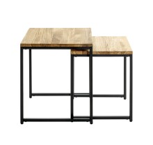 Beistelltisch >37333< (2er Set) in eiche, schwarz - 33x41x33 (BxHxT)