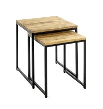 Beistelltisch >37333< (2er Set) in eiche, schwarz -...