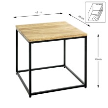 Beistelltisch >37334< in eiche, schwarz, Massivholz, Metall - 45x45x45cm (BxHxT)