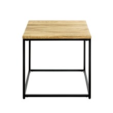 Beistelltisch >37334< in eiche, schwarz, Massivholz, Metall - 45x45x45cm (BxHxT)