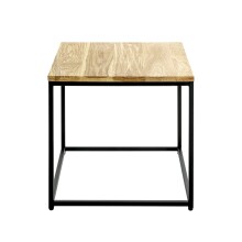 Beistelltisch >37334< in eiche, schwarz, Massivholz, Metall - 45x45x45cm (BxHxT)